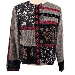 Vintage Coldwater Creek Women's Embroidered Patchwork Jacket Multicolor Size S